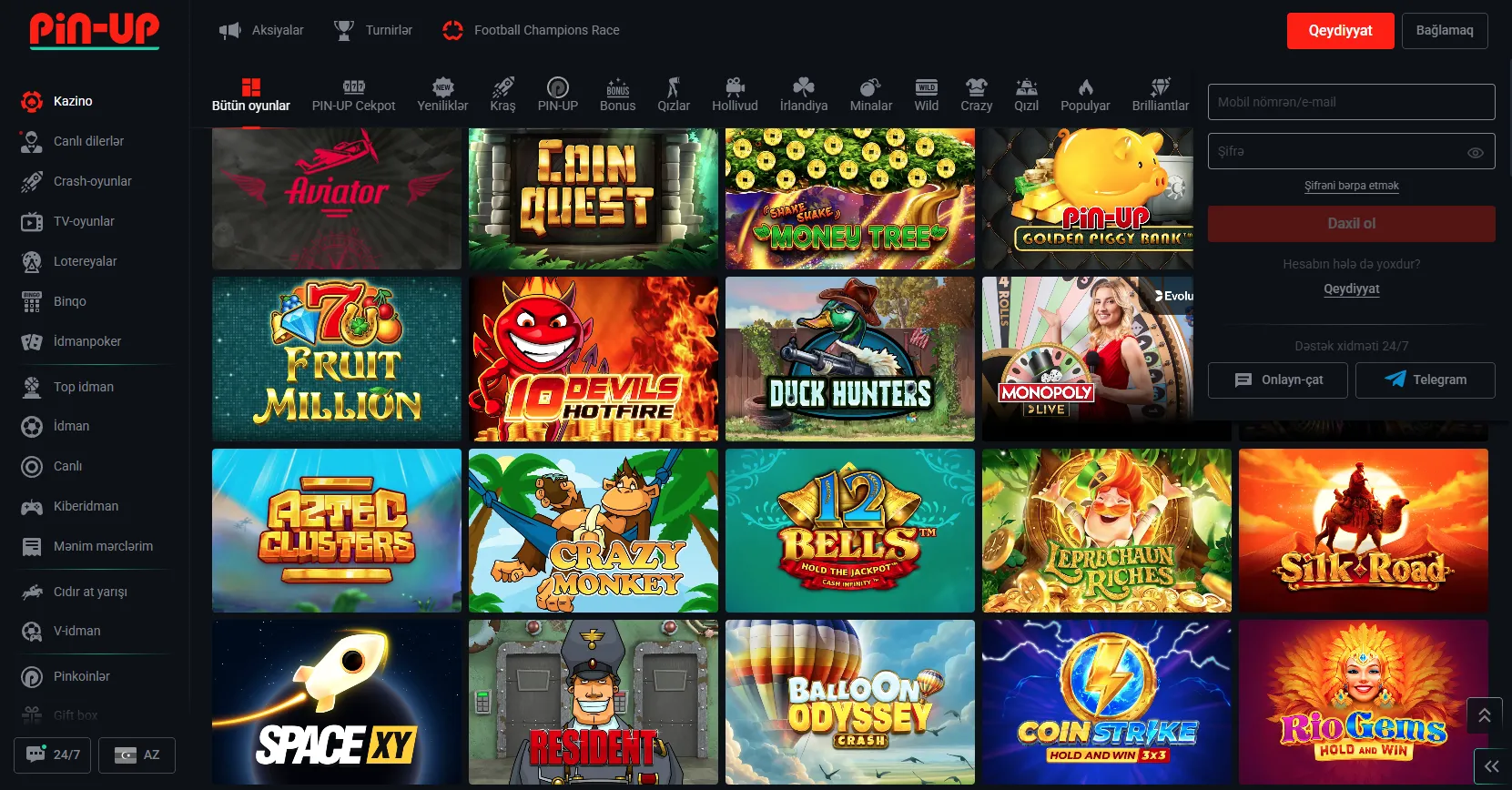 Pinup giriş edərək bütün imkanlardan yararlanın